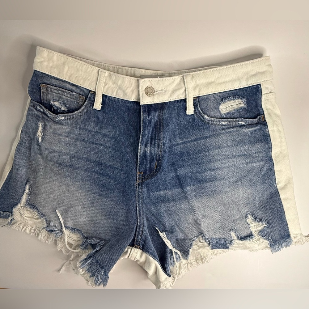 Vervet Los Angeles High Rise Two Tone Denim Shorts Medium